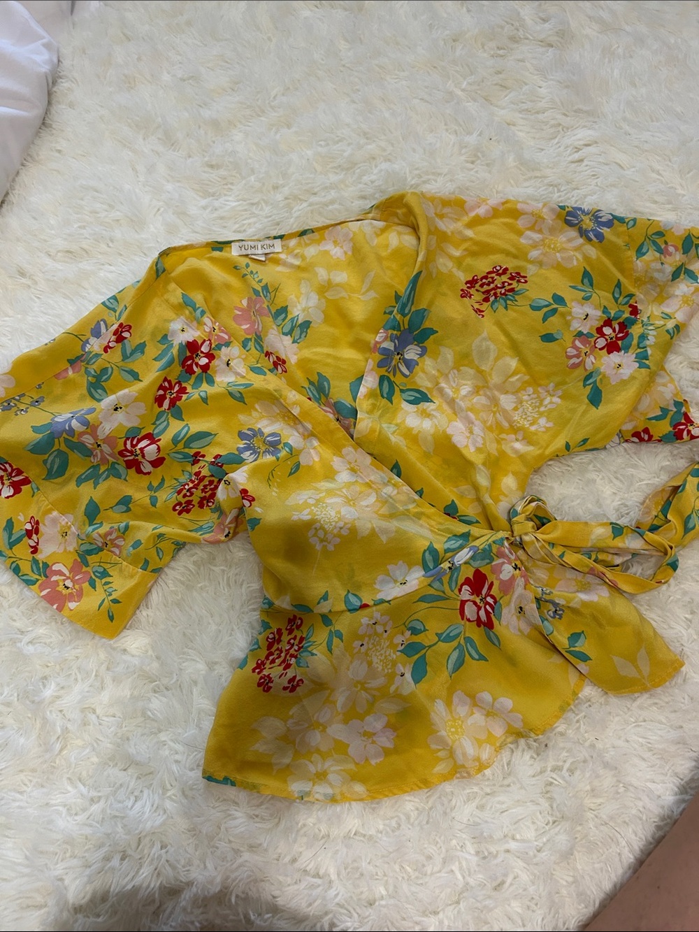 Yumi Kim Yellow Floral Tie-Front Blouse